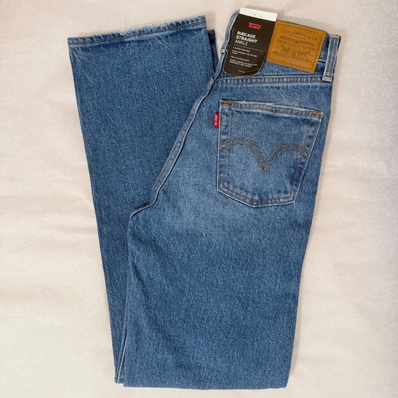 LEVI’S Premium Ribcage Straight Ankle Jeans in Dance Around Size 24 - Picture 3 of 10